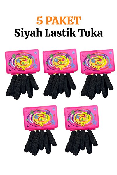 JANRA WORLD Pachet de 5 elastice negre pentru păr – Durabile, nu deteriorează...