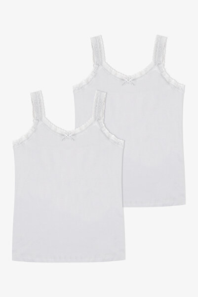 koza iç giyim Women's Cotton 2-Piece Sleeveless Lace Wide Strap Tank Top