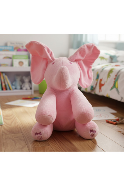 Ella Home Jucărie de pluș interactivă elefant Peek-A-Boo roz 30cm