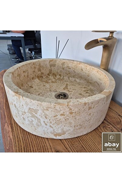 Abay Doğal Taş Traverten Silindir Lavabo