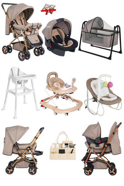 Calvin Baby 8 Parça Ekonomik Bebek Çeyiz Seti BebekArabası Puset AnaKucağı Be...