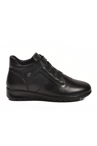 AYAKMOD Cizme anatomice pentru femei din piele naturală neagră cu velcro PLV1540 Z