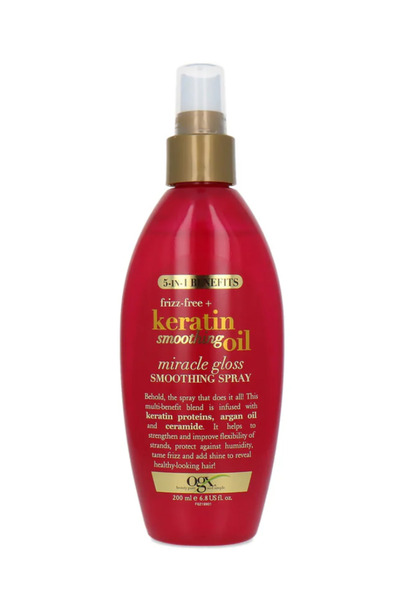 OGX Frizz Free Keratin Smoothing Oil Miracle Gloss Spray, 5 in 1