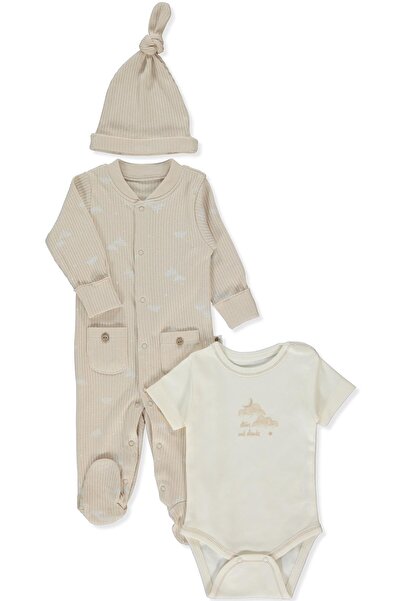 Bebetto طقم بدلة كاشكورس عضوية معتمدة مكون من 3 قطع (عضوية مولودة من الحب) بيج