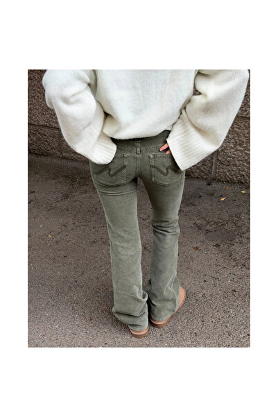 Mokşa Low Waist Spanish Leg Velvet Double Stitched Flare Pants