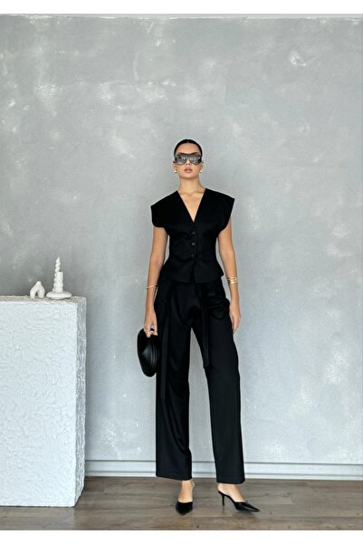 Nesil Sleeveless Cup Vest Pants Casual Stylish Special Occasion Women's Set