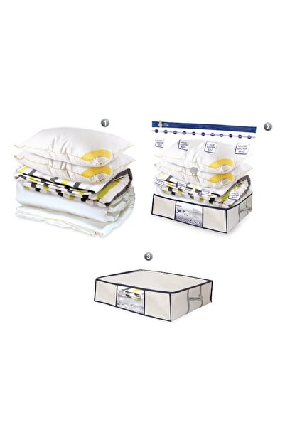 SHOPIENS Vacuum Storage Set, Model L, Bag 70x105x50cm, Cover 50x65x14cm, Gray