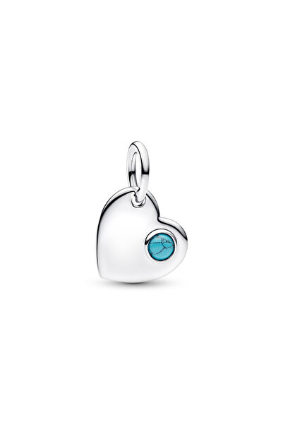 Pandora İşleme Yapılabilir Kalp Turkuaz Mavi Taşlı Sallantılı Charm