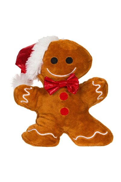 SHOPIENS Biscuit de pluș cu pălărie roșie de Crăciun - 18 cm (maro)