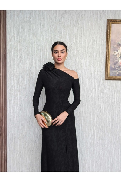 ESRAHELVACI Rochie cu un singur umăr cu accesorii florale