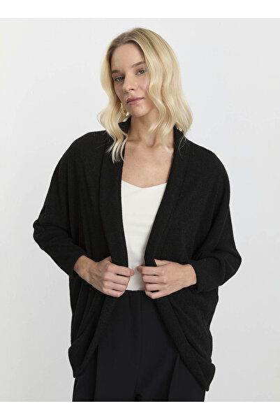 Selen Siyah Kadın V Standart Hırka 25KSL4173