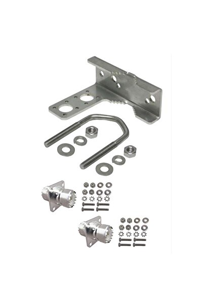 WIMO Mast mounting bracket for grounding coaxial cables (2 UHF connectors)