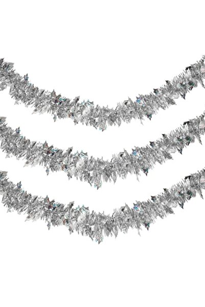 ANTBRO Beteală de Crăciun argintie, 3m x 8cm, plastic