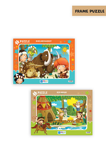 Blue Focus 2 Pcs 72 Pieces Children's Puzzle Dinosaur and Mammoth and Indigen...