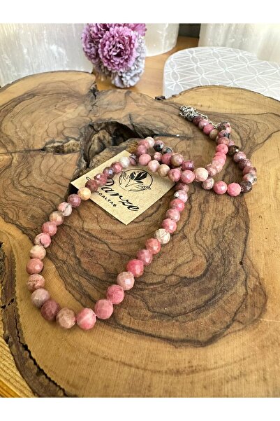 parze doğaltaş قلادة من سلسلة الأحجار الكريمة الطبيعية من الرودوكروسيت