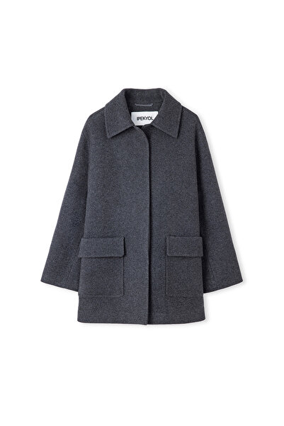 İpekyol Geniş cepli kaşe kaban