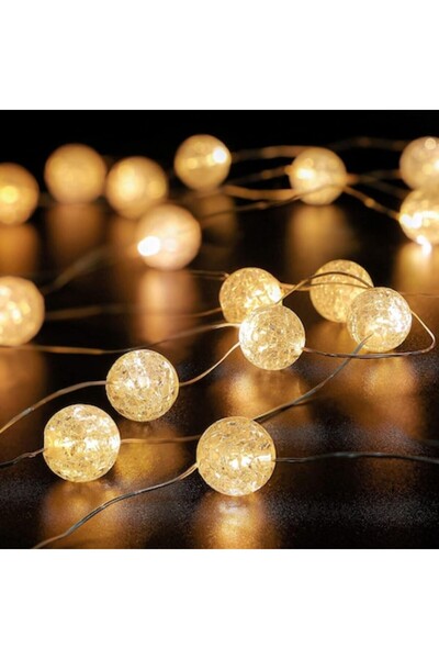 SHOPIENS Perdea luminoasă LED, 140 LED-uri, Forme de glob, Lumină caldă, 150x...