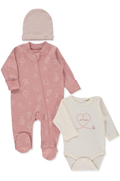 Bebetto İNTERLOK FERMUARLI PATİKLİ TULUM SET 3LÜ (MINI BEE) SOMON