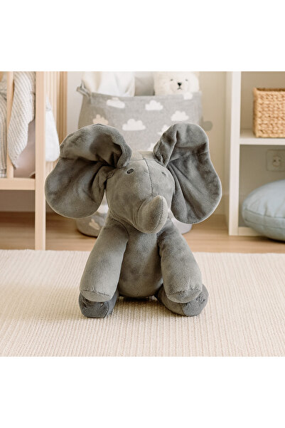 Ella Home Jucărie de pluș interactivă elefant Peek-A-Boo gri 30cm