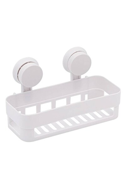 SHOPIENS Raft de baie cu ventuză, alb, 26x11x7cm, capacitate 3kg, plastic