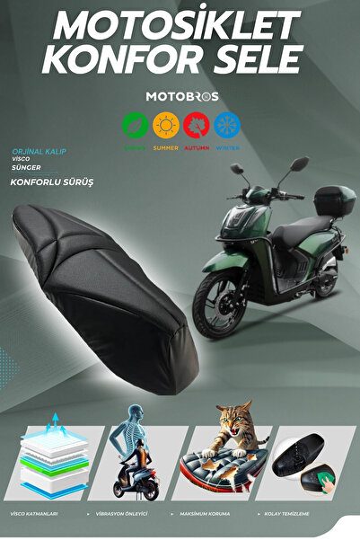 Motobros غطاء مقعد YUKİ Gentle 50 مريح مصنوع من الإسفنج الفيسكو