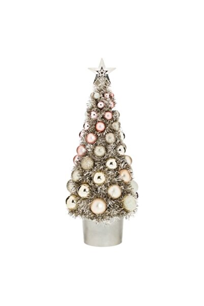 ANTBRO Brad de Crăciun decorativ, bej șampanie cu globuri roz strălucitor, Ø1...