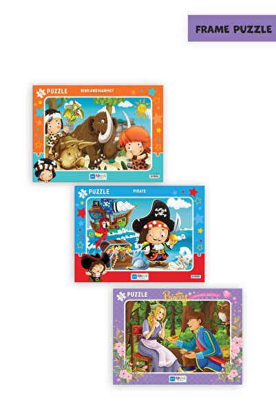 Blue Focus 3 Pcs 72 Pieces Children's Puzzle Dinosaur and Mammoth and Pirate ...