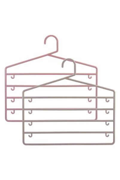 SHOPIENS Umerașe multiple 36 cm, capacitate 4 sloturi, set de 2, plastic, roz și bej - MYONNA