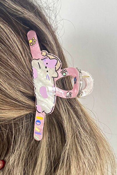 TAKIŞTIR مشبك عظمي على شكل قطة باللون الوردي