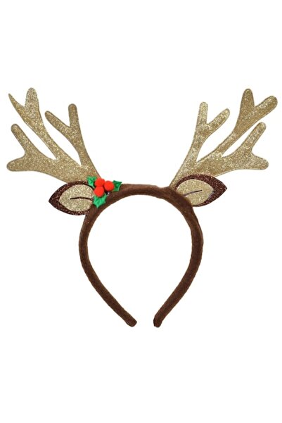 SHOPIENS Bentiță de Crăciun, Model cu Coarne de Cerb, Cerb Auriu, Maro, MYONNA IT & E-COMMERCE