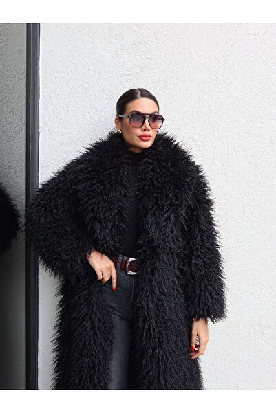 ESRAHELVACI Premium μακρύ γούνινο παλτό με κρόσσια