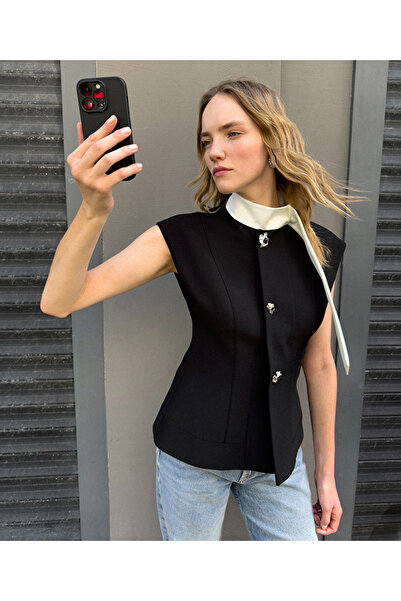 İpekyol Colorblock Vest with Metal Buttons