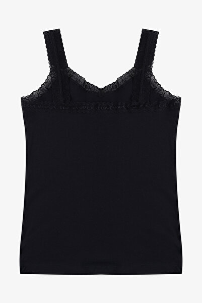 koza iç giyim Women's Cotton 2-Piece Sleeveless Lace Wide Strap Tank Top