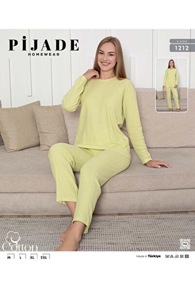 PİJADE HOMEWEAR İnterlok Kışlık Pamuklu Uzun Kollu Kalın Örme Pijama Takımı