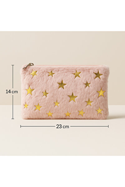 SİSTEM PELUŞ Plush Zipper Clutch Bag, Pen Holder and Makeup Bag – Soft Textured, Stylish and Multi-Purpose Design