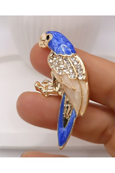 MODAMİRA AKSESUAR Renkli Taşlı Mineli Papağan Broş | Zarif ve Işıltılı Figürlü Kadın Broş Modeli