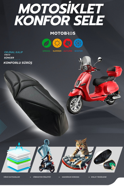 Motobros غطاء سرج كوبا بيفيلي المريح من الإسفنج الفيسكو