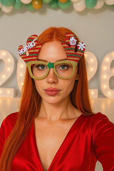 TAKIŞTIR Χριστουγεννιάτικα γυαλιά με θέμα την Πρωτοχρονιά με φιγούρες ελαφιών σε μικτά χρώματα