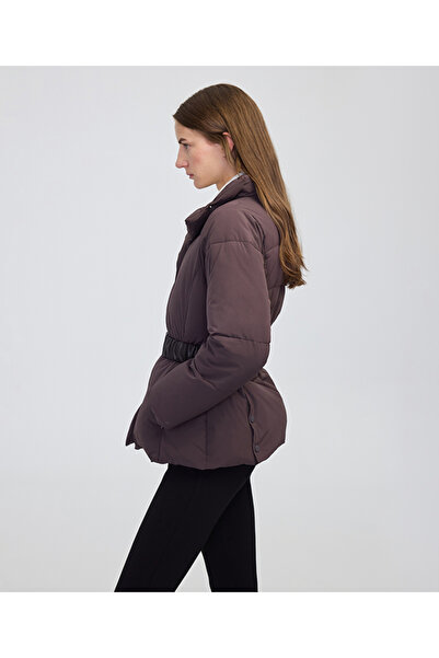 İpekyol Deri görünümlü elastik kuşaklı mont