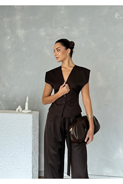 Nesil Sleeveless Cup Vest Pants Casual Stylish Special Occasion Women's Set