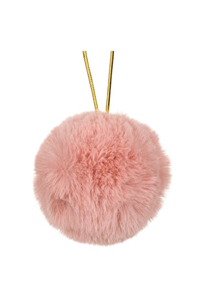 SHOPIENS Ornament de Crăciun pentru brad - Glob de blană roz, 8 cm
