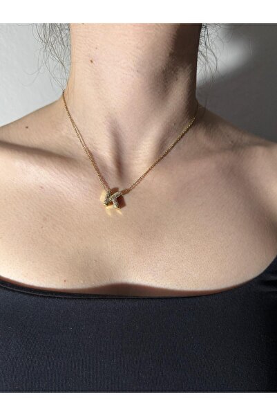 Sirena Accessories Gold Kaplama Zirkon Taşlı Harfli Kolye