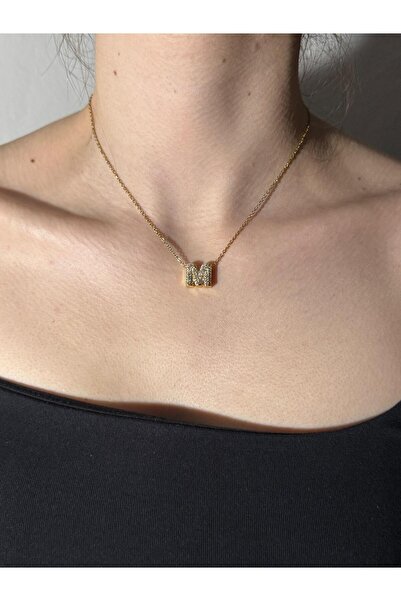 Sirena Accessories Gold Kaplama Zirkon Taşlı Harfli Kolye