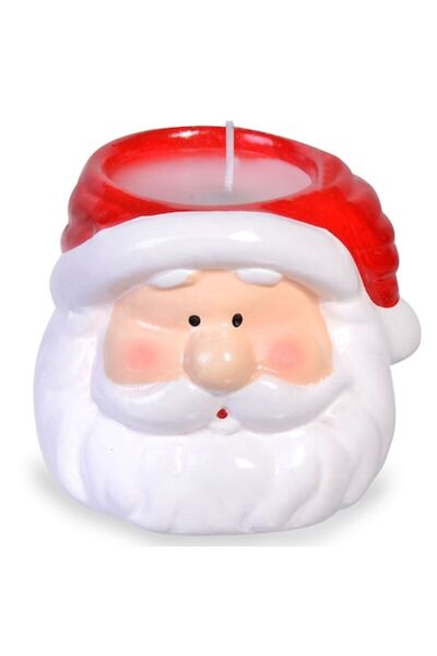 SHOPIENS Lumânare decorativă de Crăciun, parafină, ceramică, Moș Crăciun, 6x6...