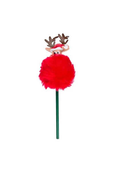 SHOPIENS Creion de Crăciun, model ren, franjuri roșii, lungime 27 cm