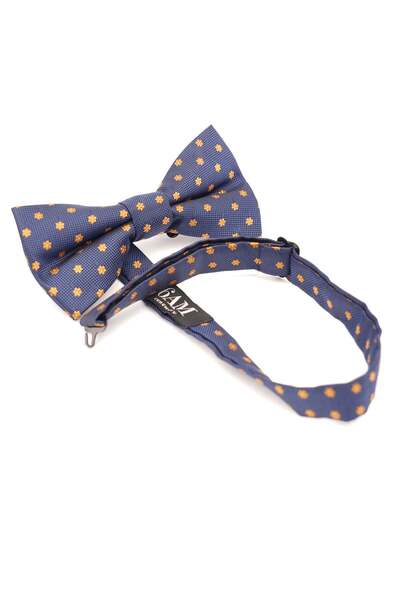 6AM Ceremony Papion elegant bleumarin cu motive florale aurii – mătase