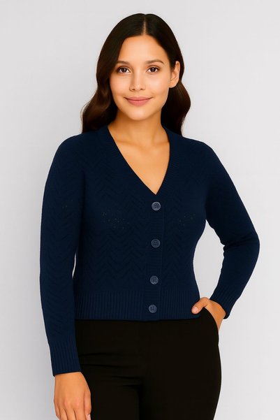 Sfg Life Moda Women's V-Neck Buttoned Front Seasonal Cardigan