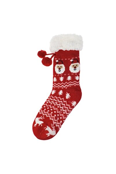 SHOPIENS Șosete de Crăciun pentru femei, roșii, Zakar, blană de Moș Crăciun, ...