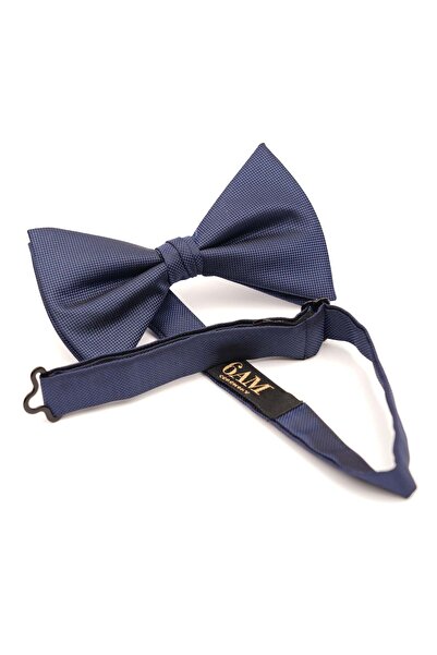 6AM Ceremony Papion albastru închis pre-legat cu textură de mătase micro-pătrată