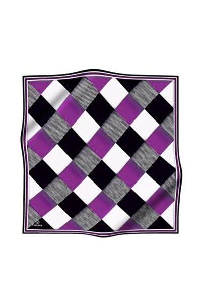 Vissona Μεταξωτό κασκόλ Tivil 50373 - 3 - 0001 - 0023 Μωβ Μαύρο Μοτίβο Πόδια Χήνας